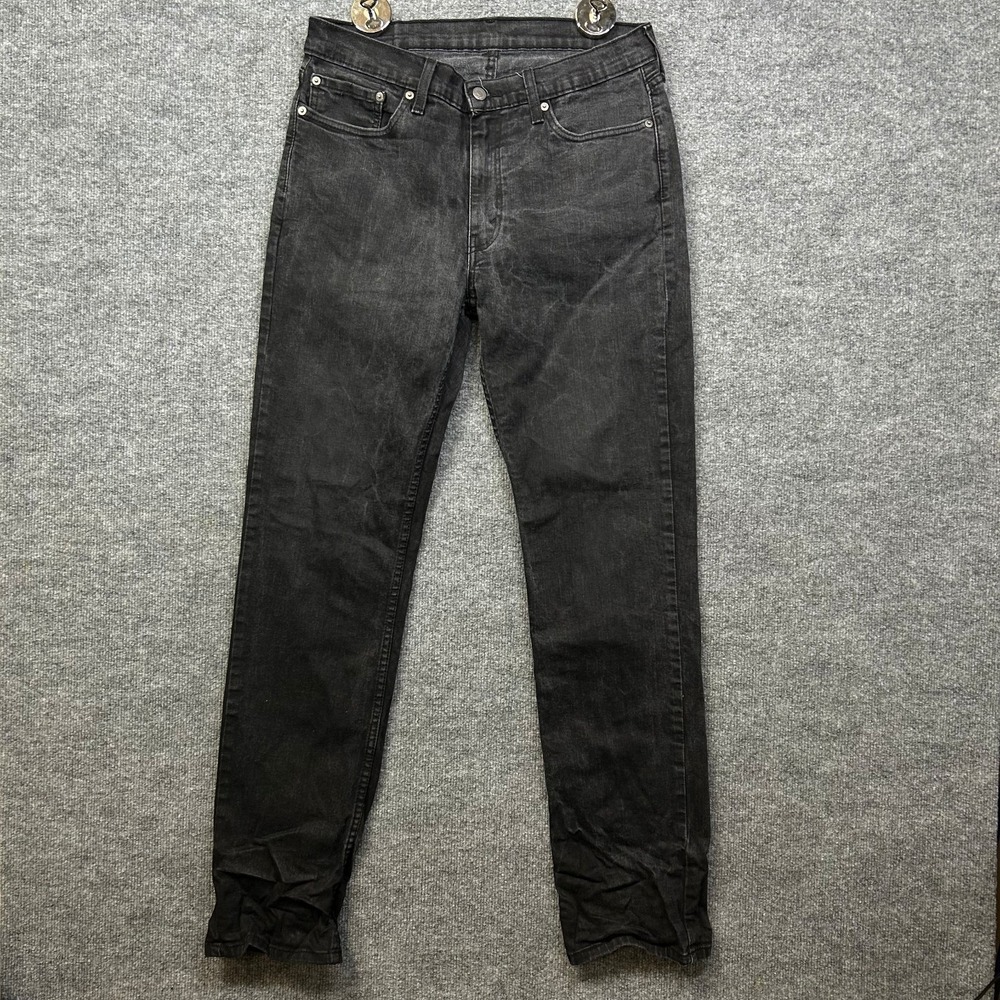 Levi's 514 Jeans Men's Faded Black Denim Stretch Straight Fit Zip Fly - 34X34